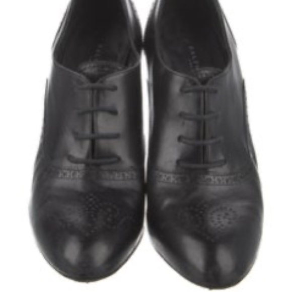 Ralph Lauren Purple Label Black Heels Oxford Booties 7 - Picture 4 of 9